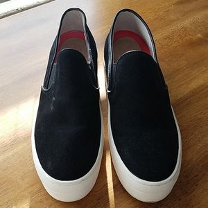 Platform suede slip on sneakers